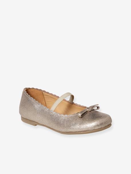 Ballerines cuir fille beige metallisé+bleu marine+rose 1 - vertbaudet enfant 