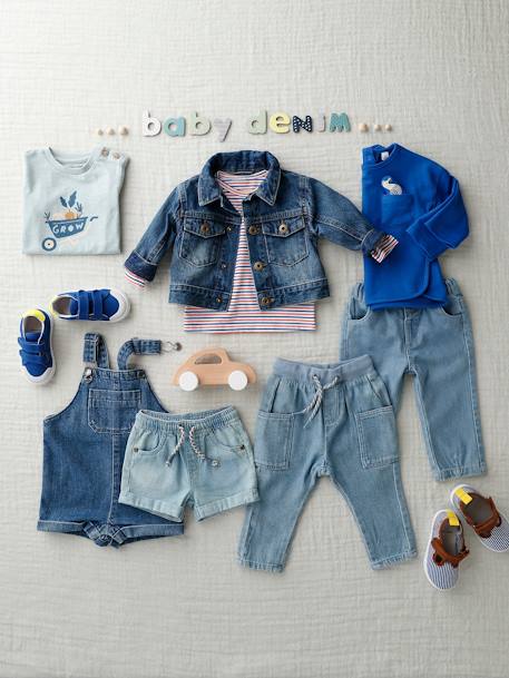 Salopette courte en denim bébé stone 7 - vertbaudet enfant 