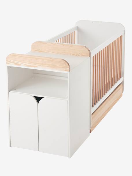 Lit combiné évolutif avec rangements et table à langer LIGNE ECLIPSE BLANC / BOIS 2 - vertbaudet enfant 