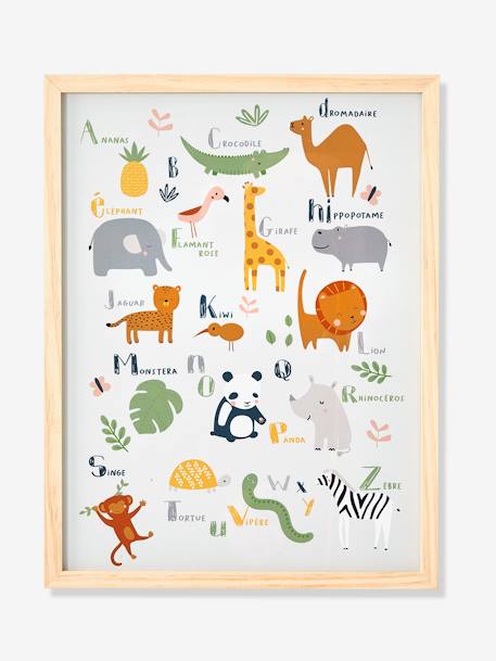 Cadre + affiche Abécédaire Jungle Multicolore 1 - vertbaudet enfant 