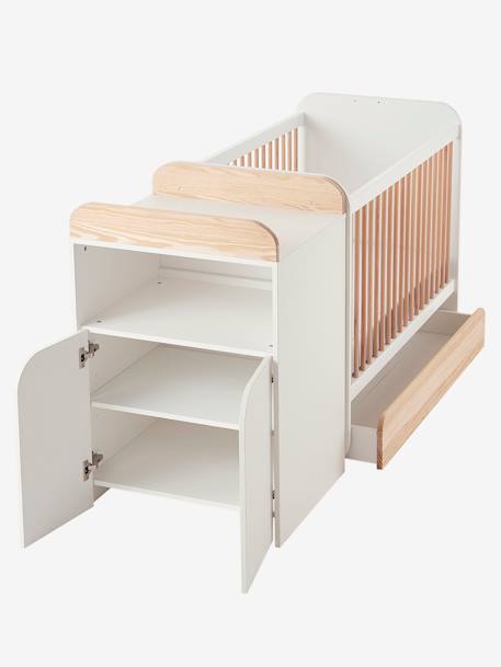 Lit combiné évolutif avec rangements et table à langer LIGNE ECLIPSE BLANC / BOIS 3 - vertbaudet enfant 