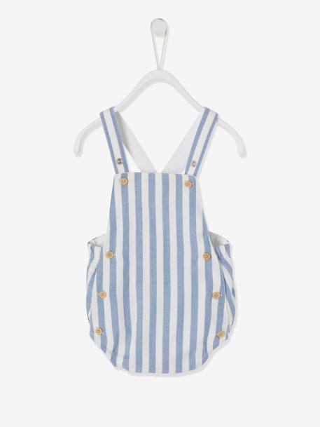 Combinaison bébé naissance forme barboteuse bleu chambray rayé+corail+écru+jaune pâle+vert 3 - vertbaudet enfant 