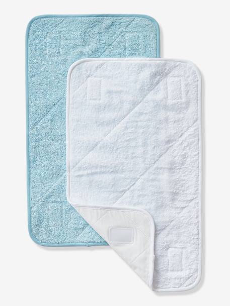 Lot de 2 serviettes de rechange essentiels pour matelas à langer blanc+bleu grisé + blanc+gris taupe+rose pâle + blanc 3 - vertbaudet enfant 