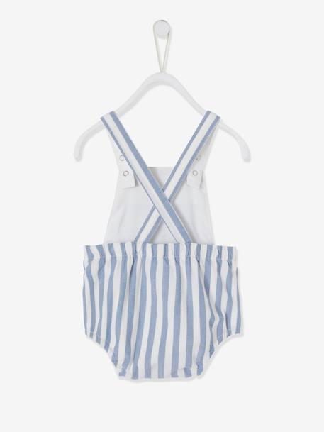 Combinaison bébé naissance forme barboteuse bleu chambray rayé+écru+vert 4 - vertbaudet enfant 