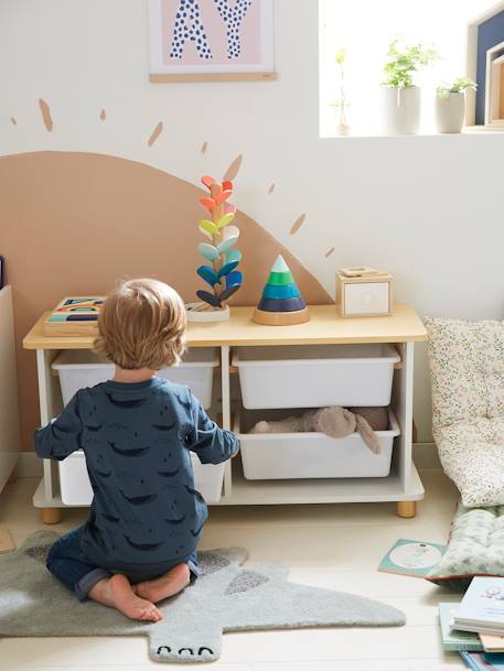 Meuble de rangement + 4 bacs LIGNE PTILOU Blanc/bois 6 - vertbaudet enfant 