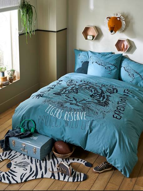 Parure fourre de duvet + taie d'oreiller TIGER bleu 6 - vertbaudet enfant 