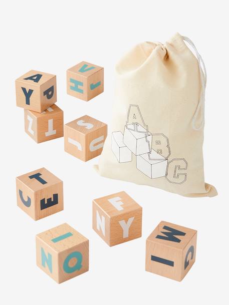 10 grands cubes lettres en bois FSC® multicolore 1 - vertbaudet enfant 