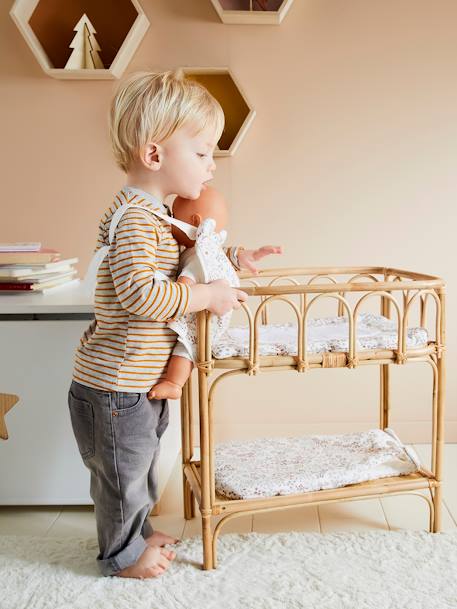 Table à langer poupon en rotin beige 1 - vertbaudet enfant 