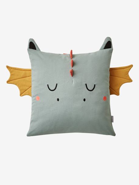 Coussin carré dragon personnalisable Gris vert 4 - vertbaudet enfant 