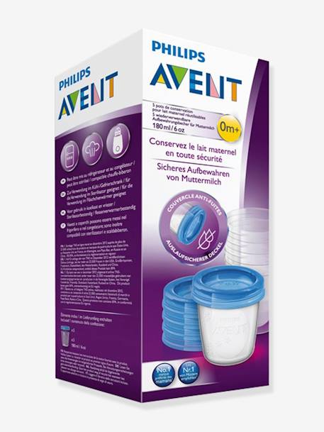 Lot de 5 pots de conservation pour lait maternel Philips AVENT Transparent 2 - vertbaudet enfant 