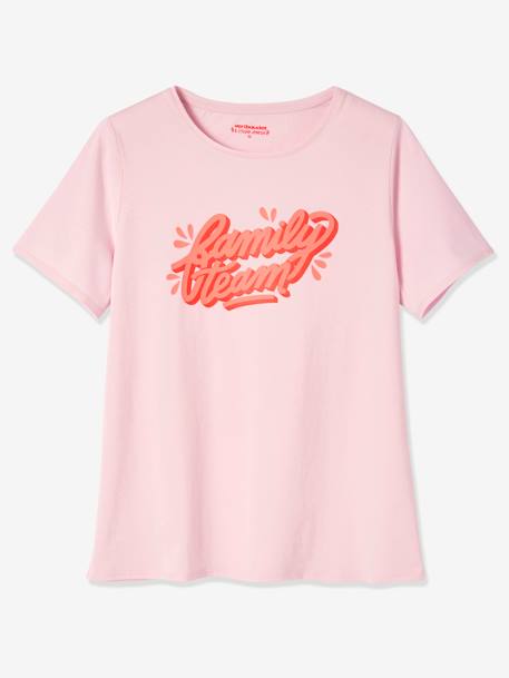 T-shirt Family team femme collection capsule vertbaudet et Studio Jonésie en coton bio. rose 2 - vertbaudet enfant 