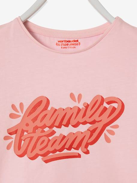 Tee-shirt fille Family team collection capsule vertbaudet et Studio Jonesie en coton bio rose 5 - vertbaudet enfant 