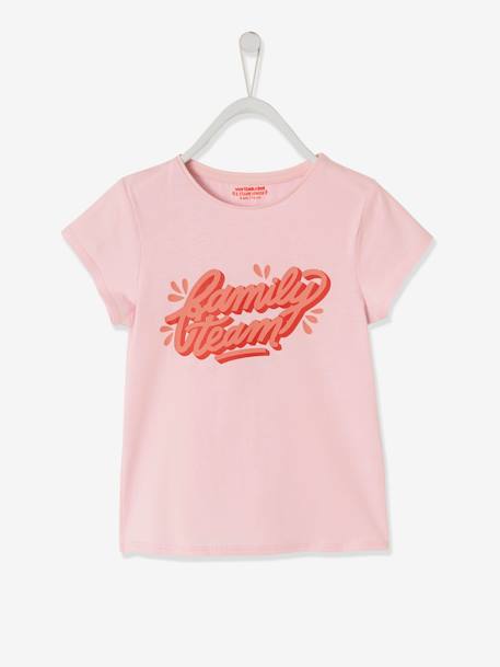 Tee-shirt fille Family team collection capsule vertbaudet et Studio Jonesie en coton bio rose 3 - vertbaudet enfant 