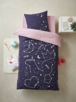 -Parure housse de couette + taie d'oreiller avec détails phosphorescents MISS CONSTELLATION