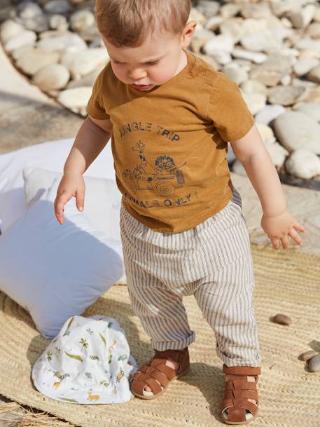 Sandales scratchées cuir bébé premiers pas cognac+marine+marron 7 - vertbaudet enfant 