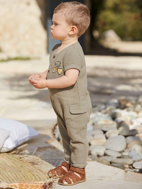 Sandales scratchées cuir bébé premiers pas cognac+marine+marron 9 - vertbaudet enfant 