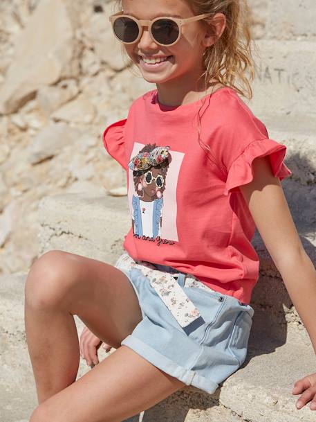 Fille-Short-Short en denim style "paperbag" fille