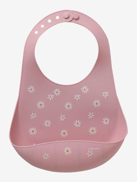 Bavoir avec récupérateur en silicone blanc terrazzo+bleu jean+vieux rose 10 - vertbaudet enfant 