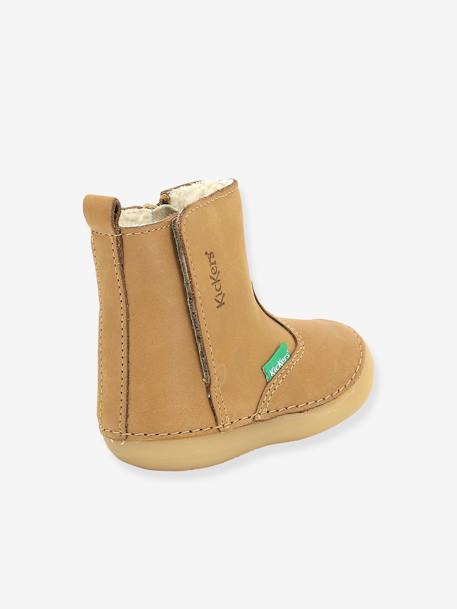 Boots fourrées cuir bébé garçon Socool Cho KICKERS® 1ers pas camel+marine 4 - vertbaudet enfant 