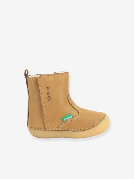 Boots fourrées cuir bébé garçon Socool Cho KICKERS® 1ers pas camel+marine 2 - vertbaudet enfant 