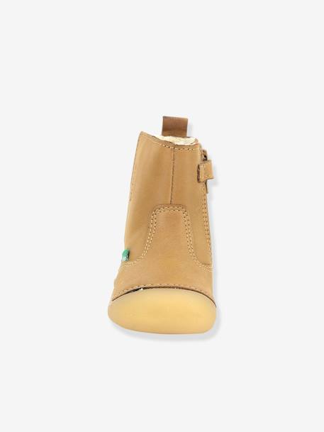 Boots fourrées cuir bébé garçon Socool Cho KICKERS® 1ers pas camel+marine 6 - vertbaudet enfant 