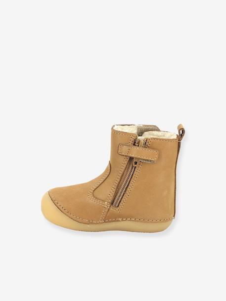 Boots fourrées cuir bébé garçon Socool Cho KICKERS® 1ers pas camel+marine 3 - vertbaudet enfant 