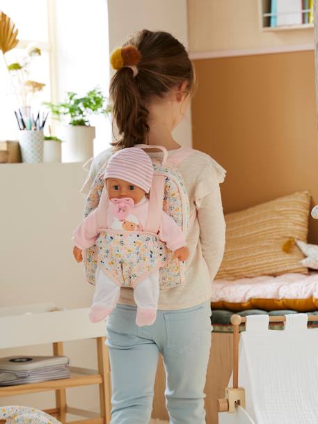 Sac à dos porteur poupon en gaze de coton rose 1 - vertbaudet enfant 