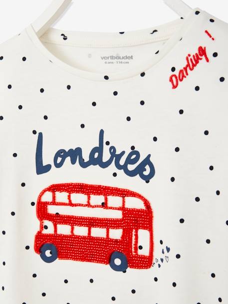 T-shirt fille motif city détails fantaisie ivoire imprimé 3 - vertbaudet enfant 