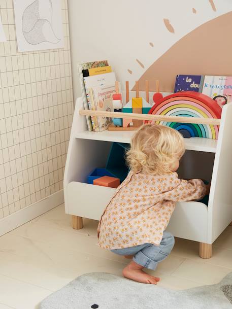 Meuble de rangement mixte étagère + bacs LIGNE PTILOU Blanc/bois 7 - vertbaudet enfant 