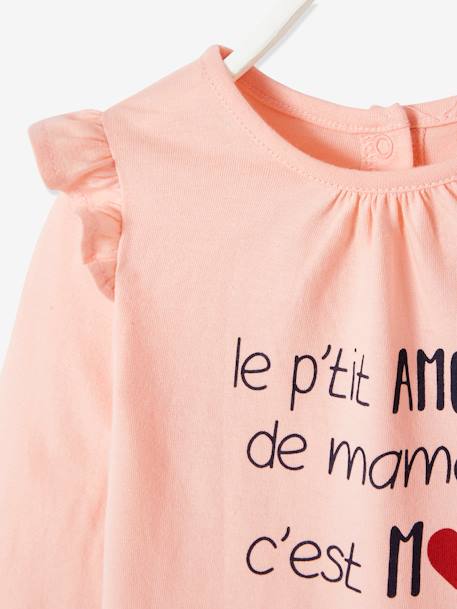 T-shirt à volants bébé manches longues rose poudré 3 - vertbaudet enfant 