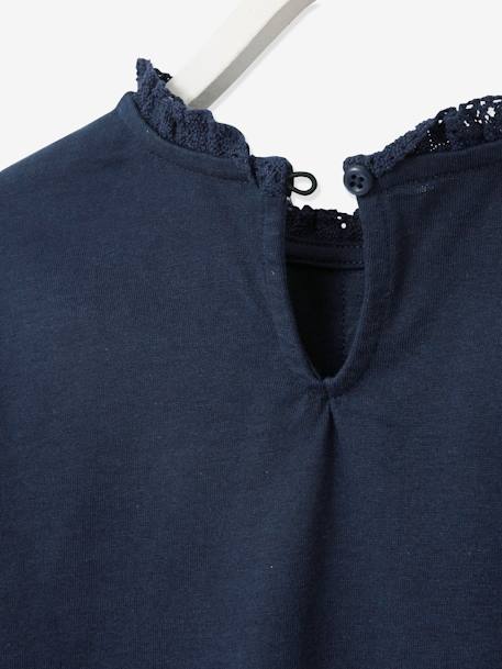 T-shirt blouse Basics fille détails en macramé BLEU FONCE UNI+VERT CLAIR UNI 6 - vertbaudet enfant 