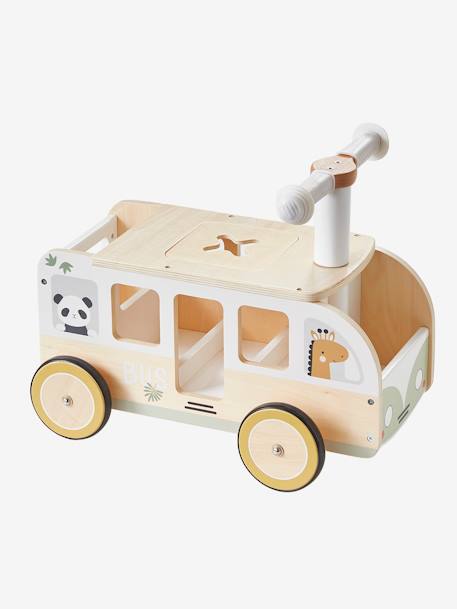 Porteur bus à doudous HANOÏ en bois FSC® BLANC MOYEN UNI AVEC DECOR 2 - vertbaudet enfant 