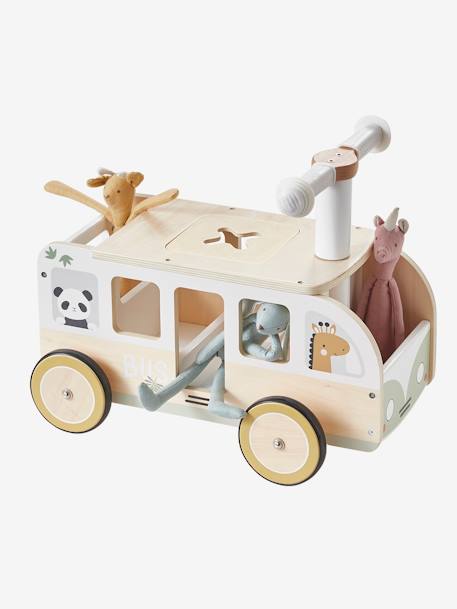 Porteur bus à doudous HANOÏ en bois FSC® BLANC MOYEN UNI AVEC DECOR 3 - vertbaudet enfant 