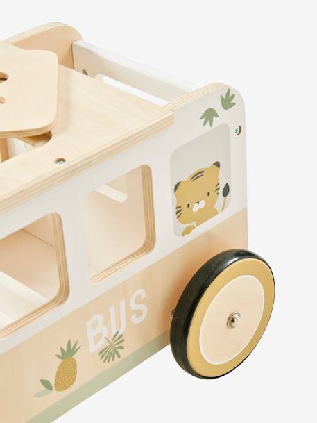 Porteur bus à doudous HANOÏ en bois FSC® BLANC MOYEN UNI AVEC DECOR 6 - vertbaudet enfant 