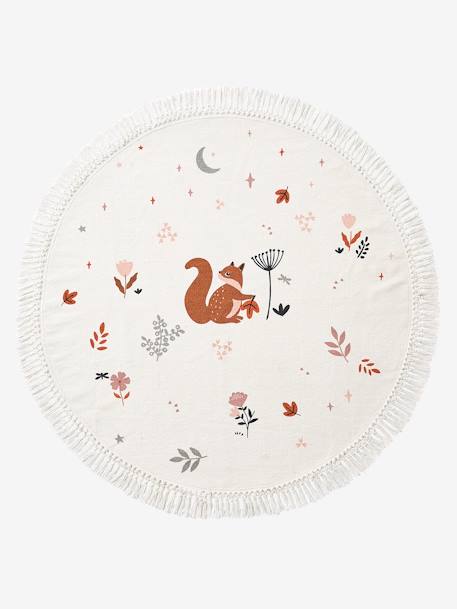 Tapis rond écureuil à pompons Princesse Nature écru / multicolore 1 - vertbaudet enfant 