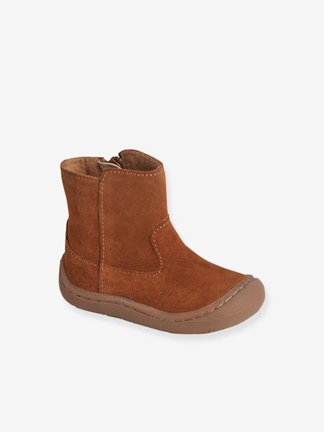 Boots cuir souple bébé fille 4 pattes marron 1 - vertbaudet enfant 