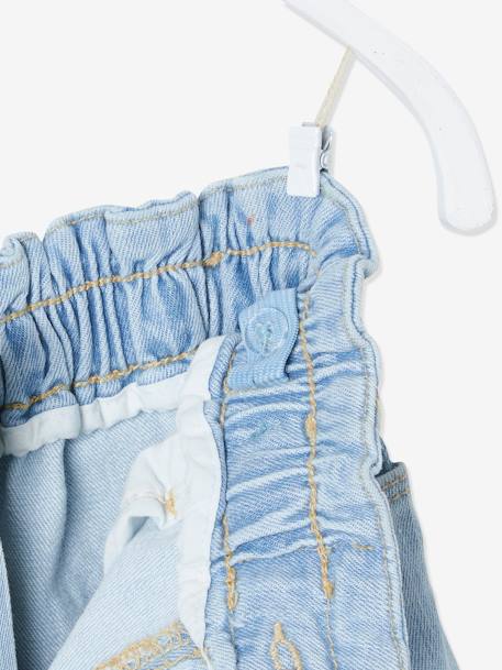 Short en denim style 'paperbag' fille denim bleached 7 - vertbaudet enfant 