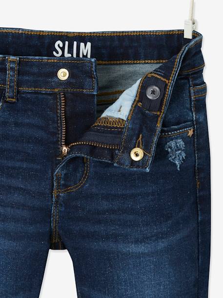 Jean slim MorphologiK 'waterless' fille tour de hanches FIN avec usures Brut+denim black+stone 3 - vertbaudet enfant 