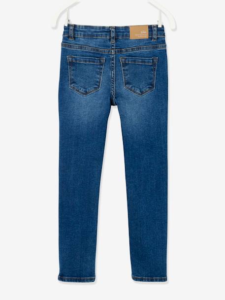 Jean slim MorphologiK 'waterless' fille tour de hanches LARGE avec usures BLEU FONCE DELAVE+Brut+denim black+DENIM GREY 3 - vertbaudet enfant 