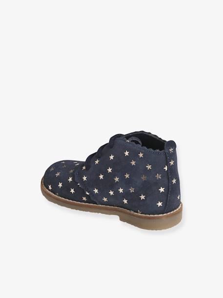 Bottines lacées cuir bébé fille bleu marine imprimé étoile+bordeaux+OR 3 - vertbaudet enfant 