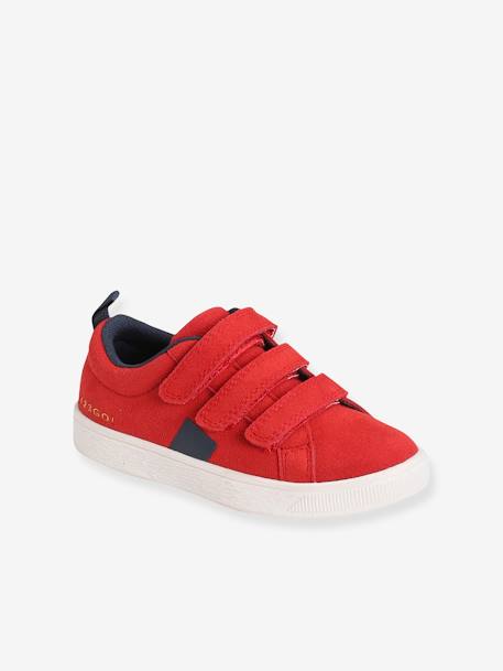 Baskets scratchées en cuir garçon marine+rouge foncé 6 - vertbaudet enfant 