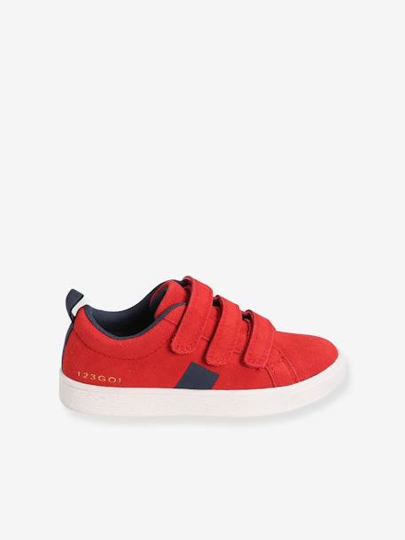 Baskets scratchées en cuir garçon marine+rouge foncé 7 - vertbaudet enfant 