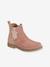 Boots cuir fille zippées et élastiquées beige irisé+marron+noir+vieux rose 18 - vertbaudet enfant 