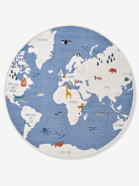 Tapis rond Mappemonde bleu / multicolore 1 - vertbaudet enfant 