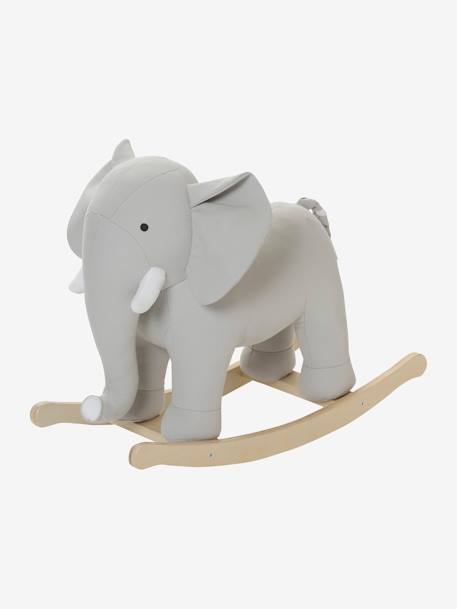 Eléphant à bascule en bois FSC® GRIS MOYEN UNI AVEC DECOR 4 - vertbaudet enfant 