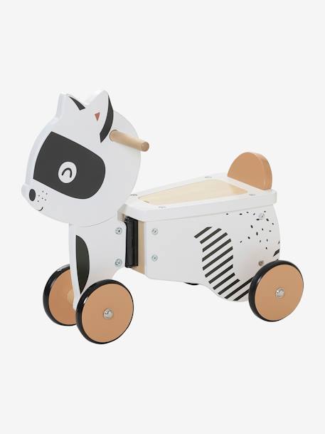 Porteur coffre Raton masqué en bois FSC® BLANC MOYEN UNI AVEC DECOR 2 - vertbaudet enfant 