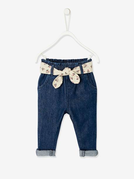 Jean avec ceinture en tissu bébé denim brut+denim gris+denim stone 1 - vertbaudet enfant 