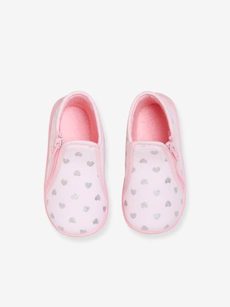 Chaussons zippés bébé fille fabriqués en France rose imprimé 2 - vertbaudet enfant 