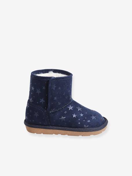 Bottes fourrées bébé fille bleu marine+camel 2 - vertbaudet enfant 