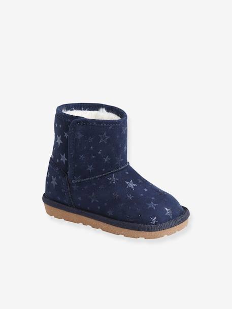 Bottes fourrées bébé fille bleu marine+camel 1 - vertbaudet enfant 